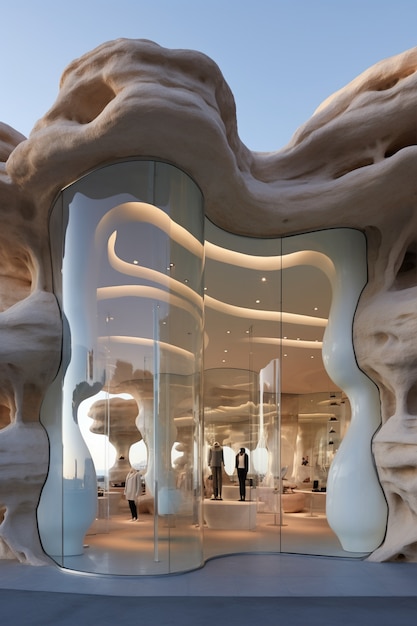 Futuristischer Laden mit abstraktem Konzept und Architektur
