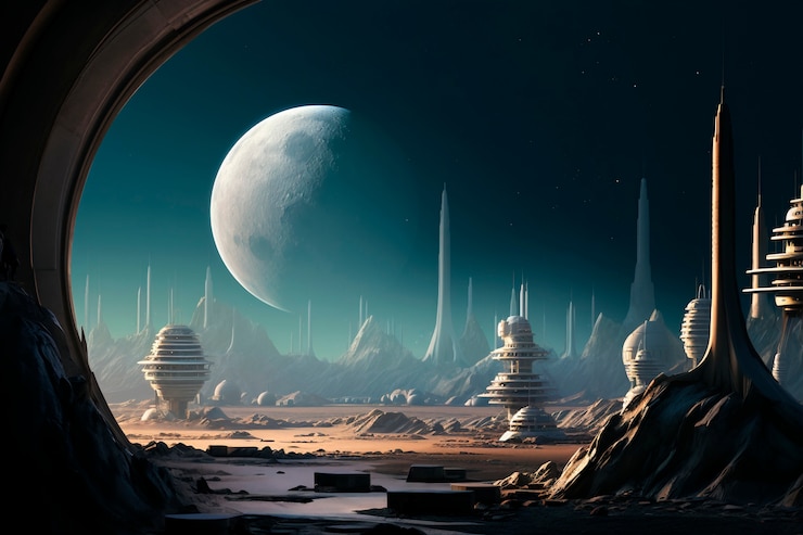 Futuristischer Mondhintergrund