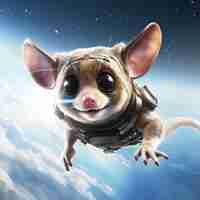 Kostenloses Foto futuristischer stil, opossum fliegt