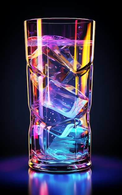 Futuristisches farbenfrohes Glas mit Soda-Cocktail