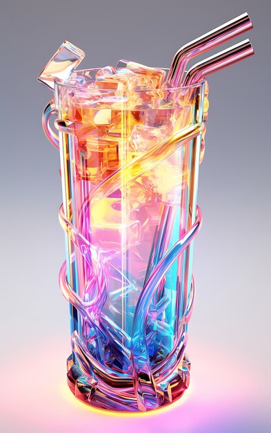 Futuristisches farbenfrohes Glas mit Soda-Cocktail