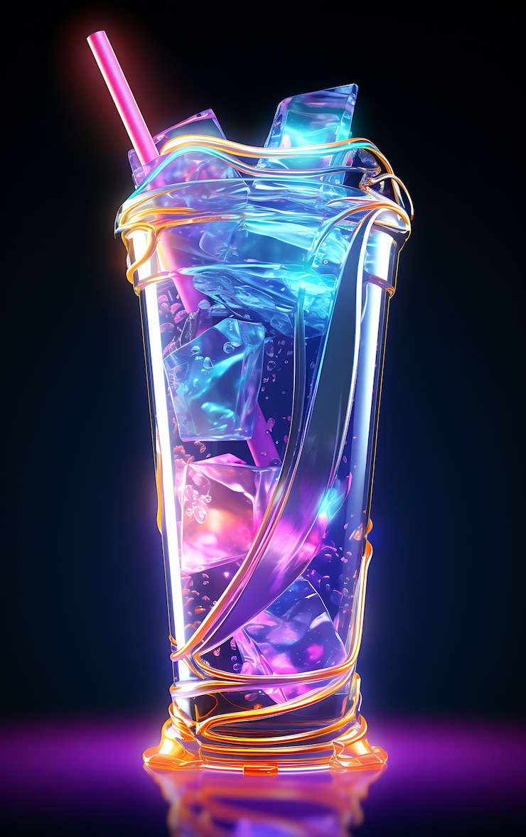 Kostenlose Foto futuristisches farbenfrohes glas mit soda-cocktail