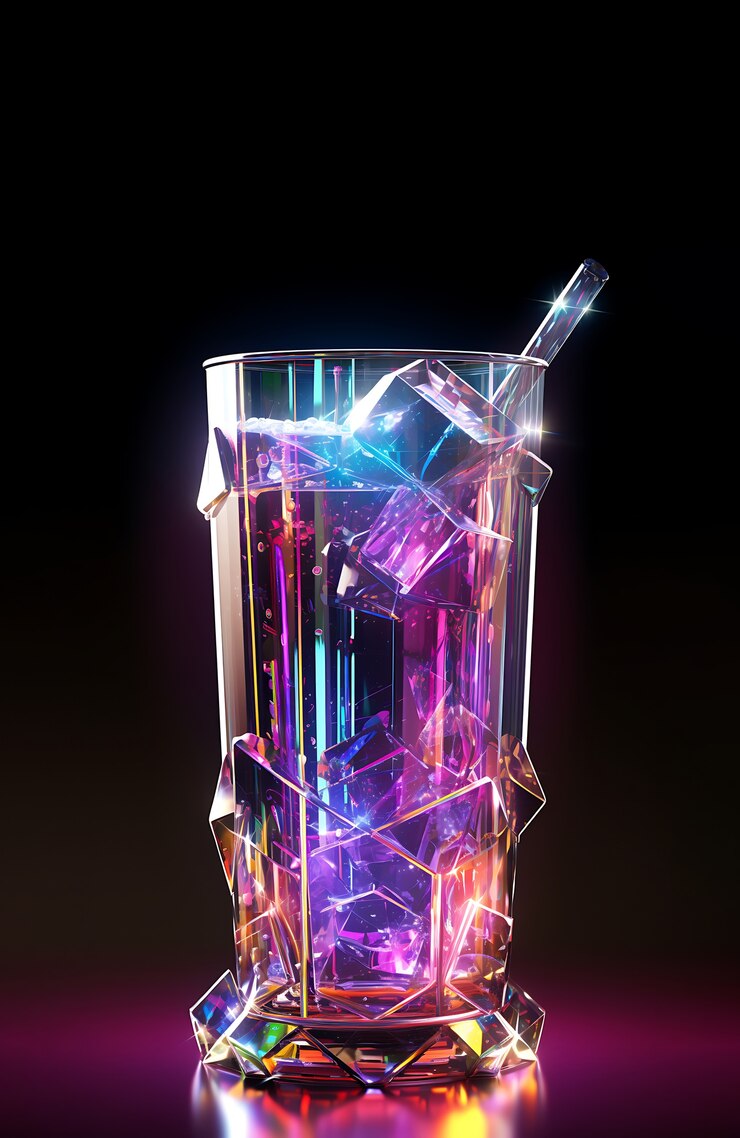 Kostenlose Foto futuristisches farbenfrohes glas mit soda-cocktail