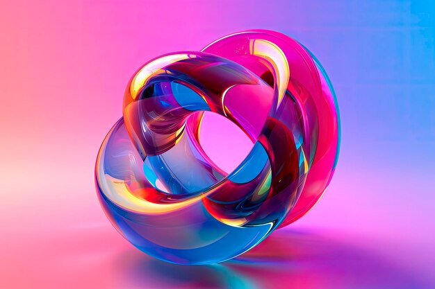 futuristisches und holografisches dreidimensionales abstraktes Objekt mit lebendigen und lebendigen Farben