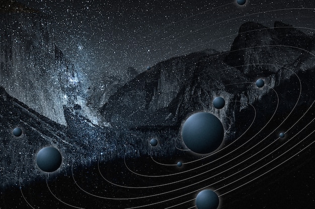 Galaxy Natur ästhetischer Hintergrund Sternenhimmel Berg Remixed Media