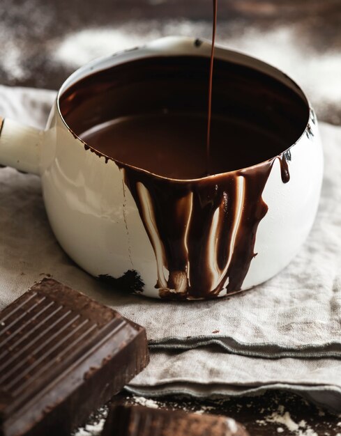 Ganache in einem Topf Rezeptidee für die Food-Fotografie