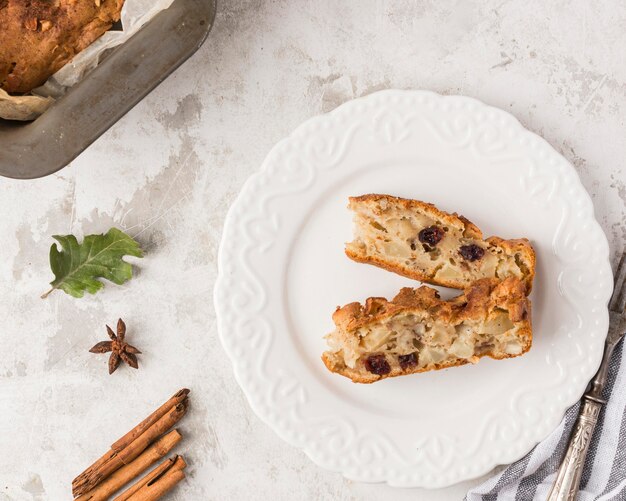 Gebackene Dessertanordnung Draufsicht