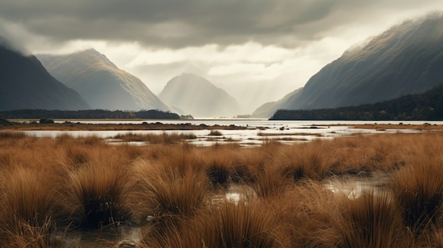 Kostenloses Foto gebirgige naturlandschaft mit see