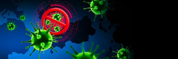 Gefährliches corona-virus, sars-pandemie-risikokonzept. 3d-darstellung