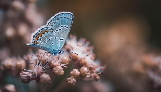 Kostenloses Foto gefleckter schmetterling auf gelber wildblumenfrühlingseleganz, die von ki erzeugt wird