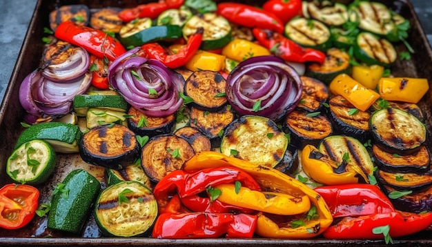 Kostenloses Foto gegrillte gemüsespieße sind eine frische und gesunde mahlzeit, die von ki erzeugt wird