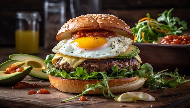 Kostenloses Foto gegrillter rindfleischburger mit käse und tomate, erzeugt von ki