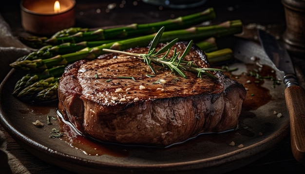 Kostenloses Foto gegrilltes filetsteak mit spargel und butter von ki erzeugt