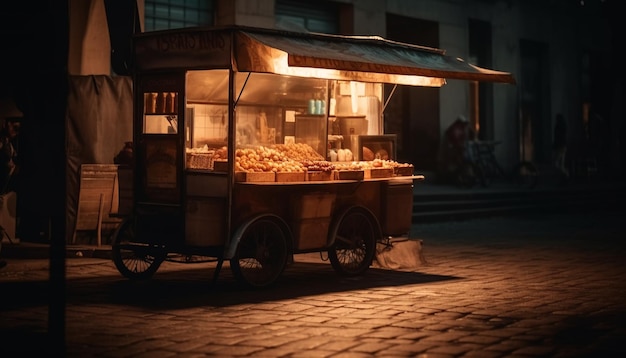 Gegrilltes Fleisch, das von einem alten chinesischen Händler verkauft wird, der von KI generiert wird