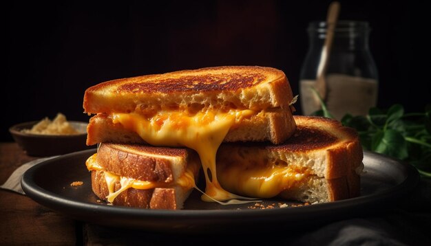 Gegrilltes Sandwich auf rustikalem Brot, essfertig, generiert durch KI