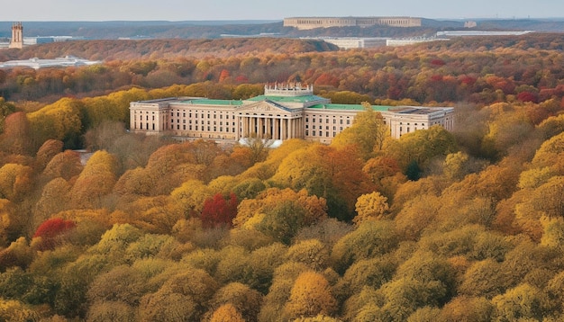 Kostenloses Foto gelbe blätter schmücken den berühmten baum im herbst, der von ki generiert wird