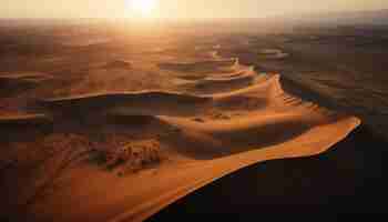 Kostenloses Foto gelber himmel kräuselt sich im sanddünenparadies, das von ki erzeugt wird
