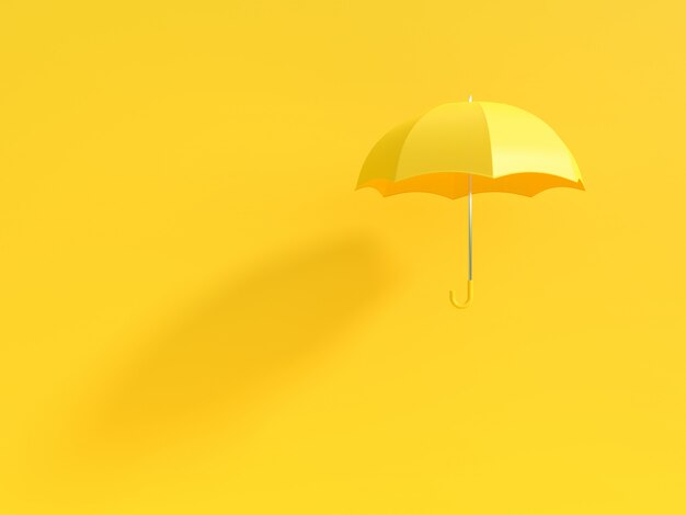 Gelber Regenschirm Mit Schatten Auf Gelb Premium Foto