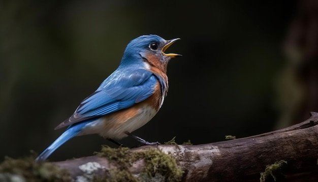 Kostenloses Foto gelbköpfige amsel sitzt auf zweigen und singt, erzeugt durch ki