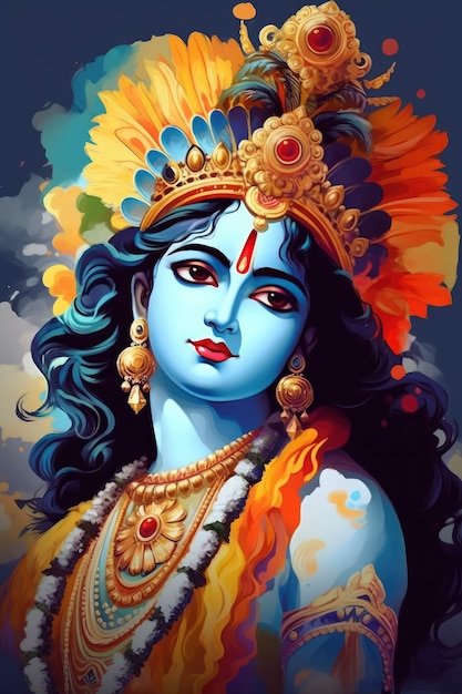 Kostenloses Foto gemälde, das krishna darstellt