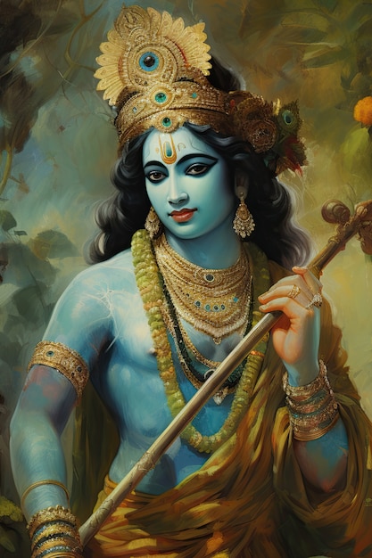 Kostenloses Foto gemälde, das krishna darstellt