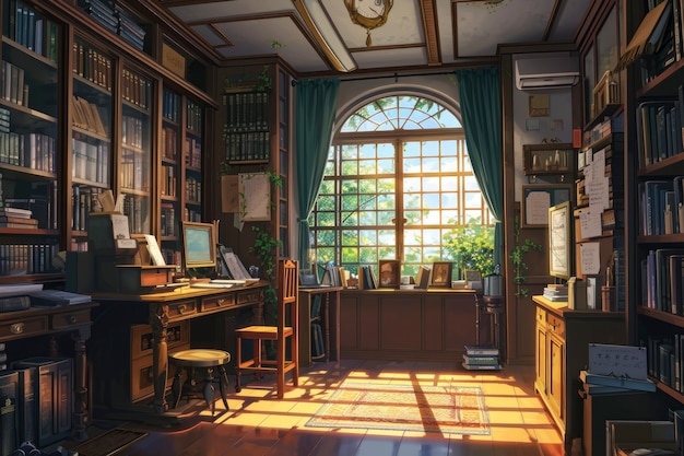 Kostenloses Foto gemütliches interieur im anime-stil mit möbeln