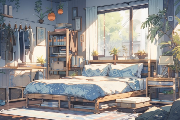 Kostenloses Foto gemütliches interieur im anime-stil