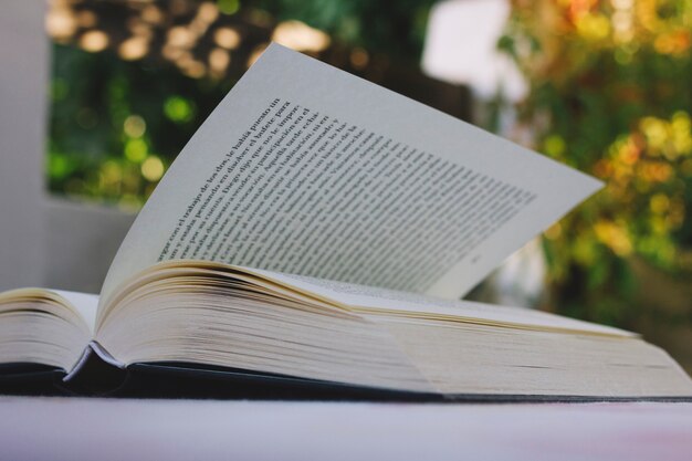 Geöffnetes Buch auf dem Tisch