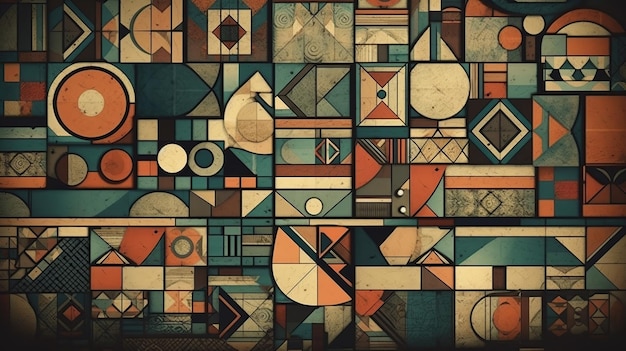 Geometrischer Vintage-Retro-Hintergrund Ai generiertes Bild