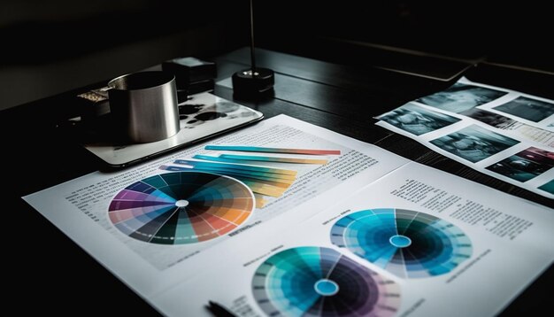 Geschäftsmann analysiert Daten auf modernen, von KI generierten Diagrammen