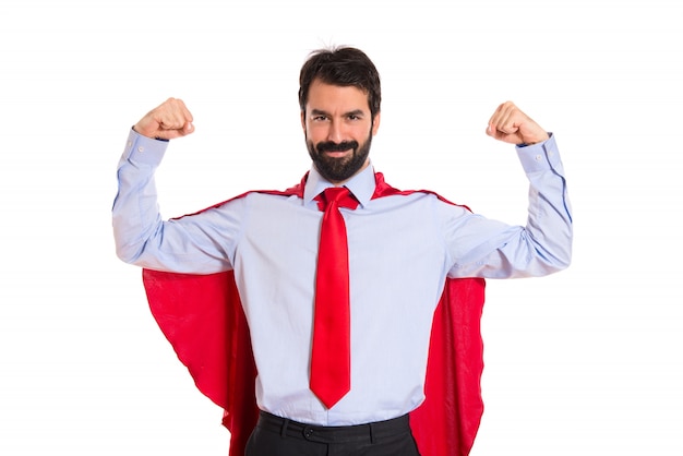 Geschäftsmann gekleidet wie Superheld mit Daumen nach oben