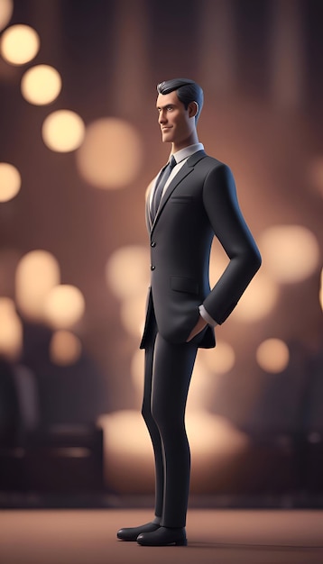 Kostenloses Foto geschäftsmann in einem schwarzen anzug auf einem dunklen hintergrund 3d-rendering