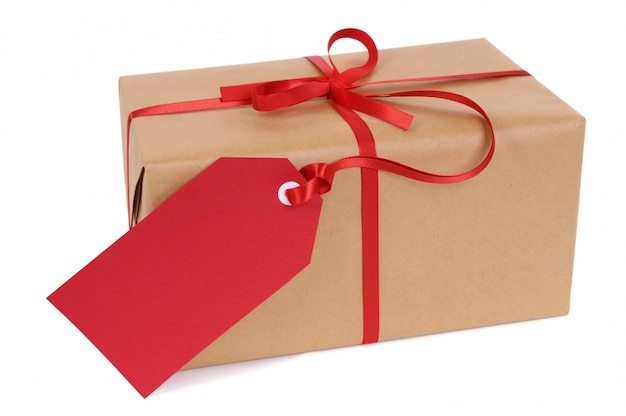 Geschenk-Box mit roten Geschenk-Tag