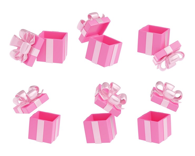 Kostenlose Foto geschenkboxen 3d-geschenkpaket mit schleife