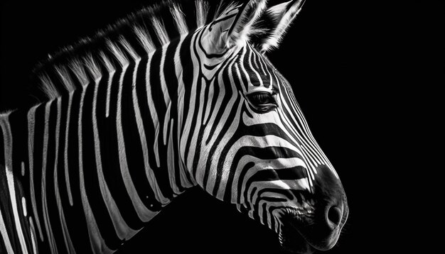 Gestreiftes Zebra in schwarz-weißer Eleganz, generiert von KI