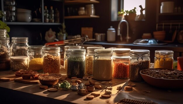 Kostenloses Foto gesunde ernährung mit frischer bio-gemüse-gewürzschale, die von ki erzeugt wird