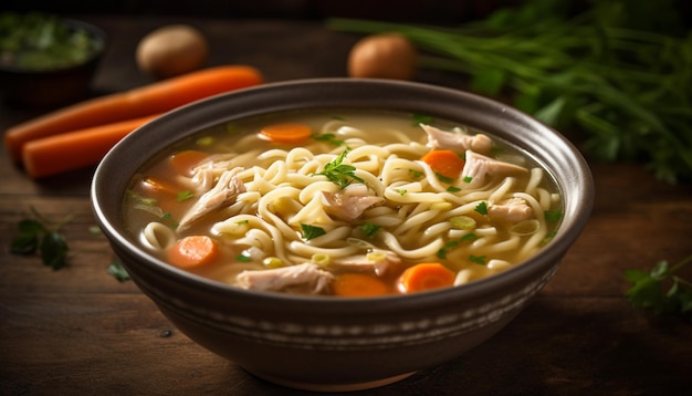 Kostenloses Foto gesunde hausgemachte gemüsesuppe mit frischer petersilie, erzeugt durch ki