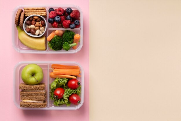Gesunde Lunchboxen mit Kopienraum