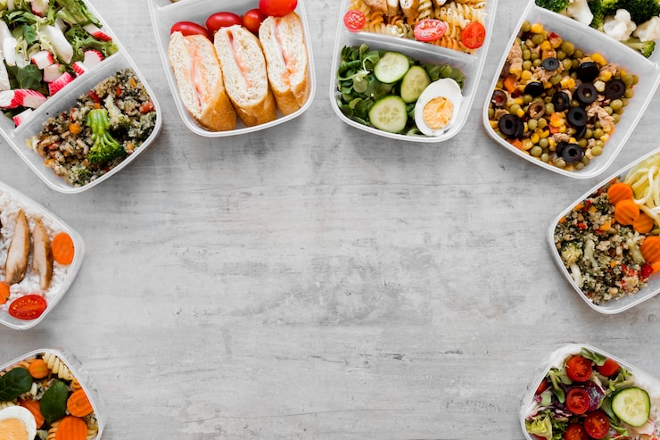 Kostenlose Foto gesunde mahlzeit mit flachem rahmen