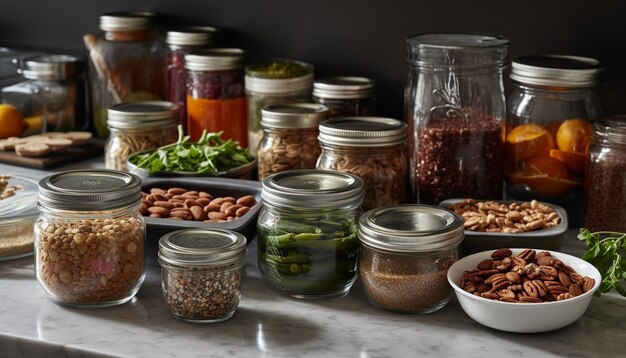 Kostenloses Foto gesunde vegetarische mahlzeit mit frischen, von ki erzeugten bio-zutaten