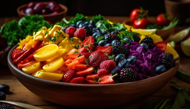 Kostenloses Foto gesunder gourmet-salat mit frischen bio-beeren, generiert von ki
