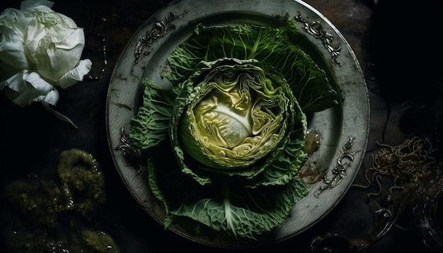 Kostenloses Foto gesunder salat aus frischem bio-gemüse und -obst, erzeugt durch ki