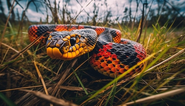 Kostenloses Foto giftige viper schlängeln sich durch die von ki generierte graswiese