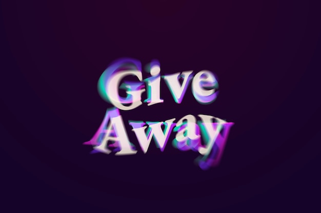 Giveaway-Wort in Anaglyphentexttypografie