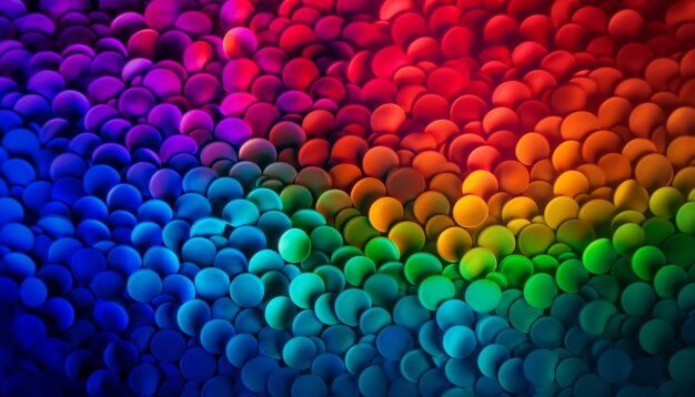 Glänzende, mehrfarbige Blasen beleuchten die von KI generierte Feier in lebhaftem Lila