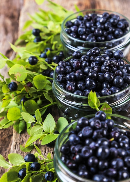 Glas Blaubeeren