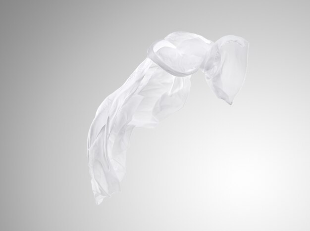 Glattes elegantes transparentes weißes Tuch auf grau getrennt