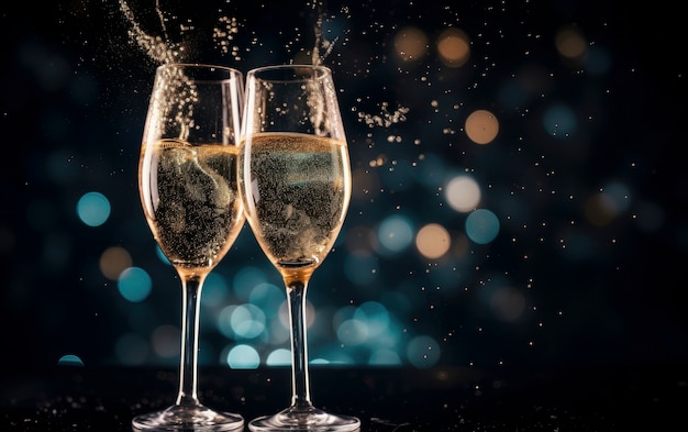 Glückliches Neujahrsfeiern mit Trinken