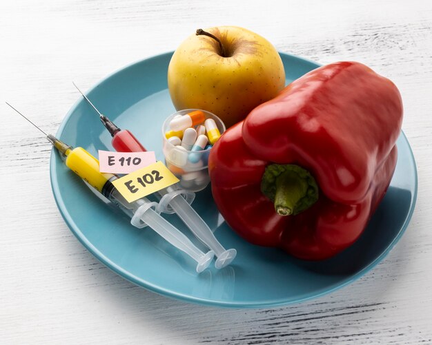 Gmo modifizierte Paprika und Apfel