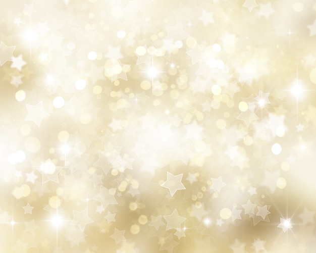 Gold Christmas Hintergrund mit Sternen und Lichtern bokhe